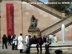 European girl walks sluts groped in public