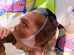 SWALLOWED Tiny big ass dloggy Vina Sky gagging on a BBC