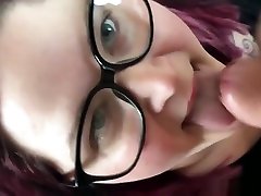 Cute Wife With Glasses Sucking In A POV Clip