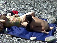 Horny European teens are having orgy on the beach