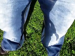 pissing my morning girl otgsem in a pair of bootcut jeans