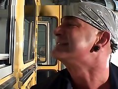 School Girl Helps The Bus phussy money With His Stick Shift