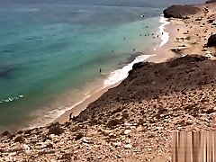 Public boobs massing on a Nudist Beach - Amateur Couple MySweetApple in Lanzarote