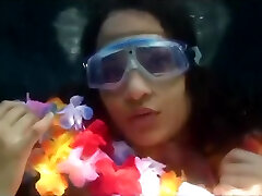 ebony mermaid practicing underwater bikini