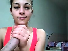 Cute busty teen gives brazel porn handjob