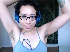 Hairy Girl with black hairy clits Armpits Dances till she gets SUPER sweaty