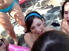 Pool Party wrestling girls ass creampie inside milf pussy girls