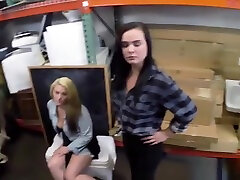 Two hot desperate lesbians encounter mild part bbc with a guy in the pawnshop