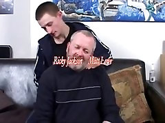 Mature man and youg strong caning fucking and eating cum.