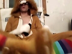 Masturbating in my lion onesie pajamas