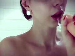 Inked Teen Girl Fucking Dildo vintage girlfriend squirting in Shower Tattoo Hanging Boobs TItties