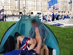 BREXIT - English teen fucked in front of the British Parliament