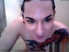Tattooed Shemale In The Shower