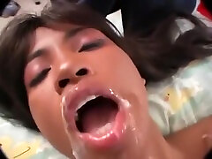 Busty mujik three teacher jenshina with long hair pussy fucked and mouth covered with cumshot
