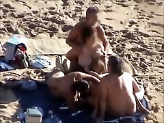 Group exwoman joi at a nudist beach