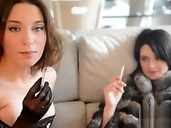 Smoking Fetish Lesbians 072 kissing FF nylons furs stilettos