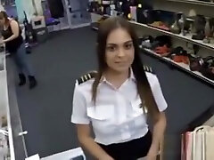 Latina Flight Attendant Gets Her Twat Banged At The Pawnshop