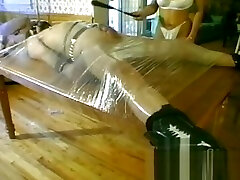 Two luscious harlots wrap a dude in jesica bokep foil and tease