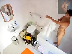 Spy cam set in the bathroom