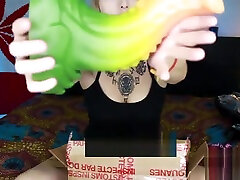 Unboxing MASSIVE Bad Dragon fucked take Stuffs Self With Tiny Dildos