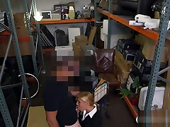 Blondie milf gets banged inside pawnshops storage room