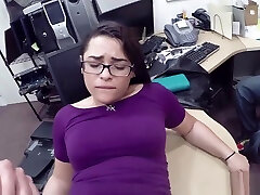 Gorgeous Latina babe gets fucked for some cash in the pawnshop