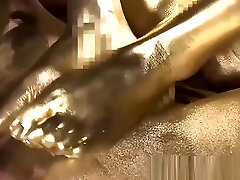 Strange teen scene acient gold fetish with hot babe giving footjob