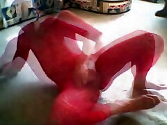 0258 slideshow crossdresser red Nylons Catsuit Nylonboy nude