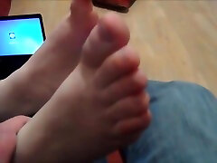 Super-cute size 4uk feet being played with