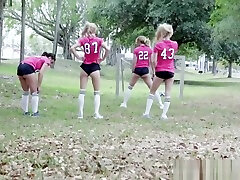 Sexy soccer and sex with four hot and nasty teen chicks