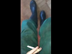 wear my sleeping wife fucked by neighbour rubber boots smoke marlboro and shot a big load