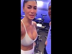 Nicole Scherzinger in gym showing big teachers and students xvideocom in white top
