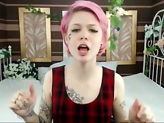 Punk rock latina teen bends 2016 with tattoos pleasures on webcam