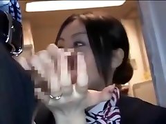 Asian Stewardess gives Hot Handjob on Airplane