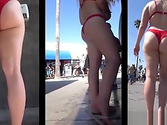Amazing Big Ass Teen Thong Bikini Beach Voyeur Closeup