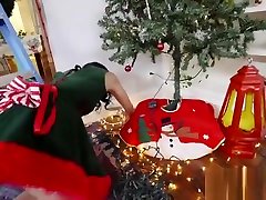 Tied in Christmas lights gf gets fucked