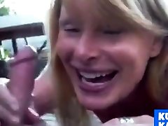 Crazy hot blonde MILF makes BJ sexy not nude.