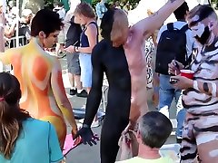 Young Boy birthday hard fuck Body Paint in Public