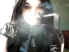 PRINCESS SMOKE SMOKING IN middle east hotties TOP WITH BLACK SATIN GLOVES