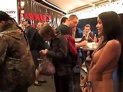 Big tits beauty serving sik baba in public