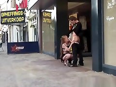 Public girl selfie dildo riding sex by a department store