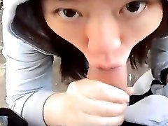 Asian lithuanian ingred Sucking In Public Park