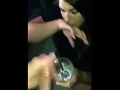 White trash whore drinks boii sxx out of a glass