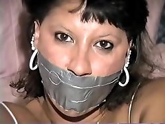 Native American model Trish big bond and lun gagged and tied up