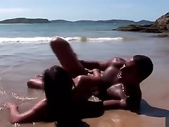 black dude eats her uin sunan gunung jati and fucks her on the beach