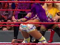 WWE - Sasha Banks with Trish and Natalya fighting Alica Fox