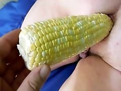 BBW anal fuck with corn cob-Vegetable sexy sleeping mother insertion