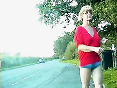 Zoe exhibitionist transvestite bitch in bumless hot pants on the streets