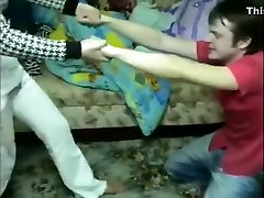Multiple clothed russian girls ballbusting