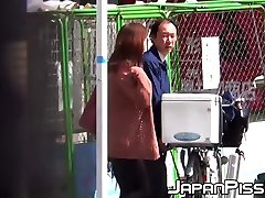 Japanese babes go to a public toilet and pee on hidden cam